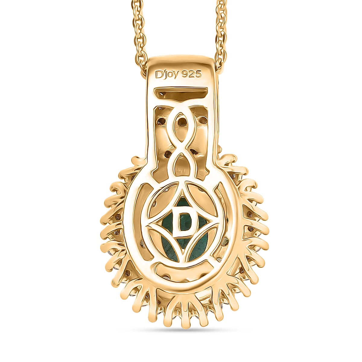 D'Joy Premium Emerald and Multi Gemstone 1.35 ctw Pendant Necklace 20 Inches in 18K Vermeil Yellow Gold Over Sterling Silver image number 4