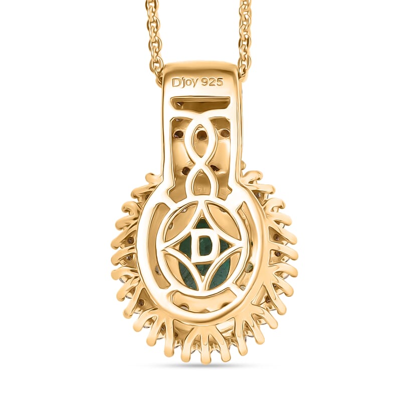 D'Joy Premium Kagem Zambian Emerald and Multi Gemstone 1.35 ctw Pendant Necklace in 18K Vermeil Yellow Gold Over Sterling Silver 20 Inches