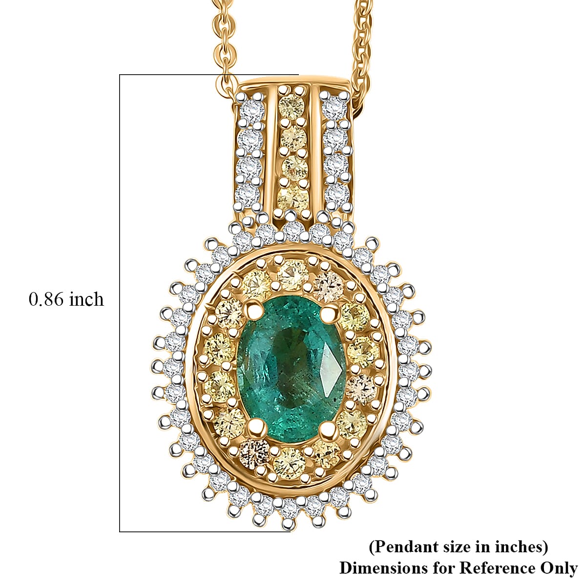 D'Joy Premium Emerald and Multi Gemstone 1.35 ctw Pendant Necklace 20 Inches in 18K Vermeil Yellow Gold Over Sterling Silver image number 5