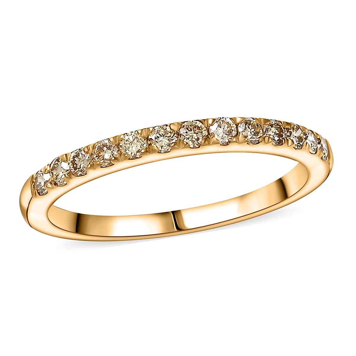 2 Piece Set Luxuriant Lab Grown Yellow Diamond (SI) (IR) Band Ring (Size 6.00) and Hoop Earrings in 18K Vermeil YG Over Sterling Silver 0.85 ctw image number 3