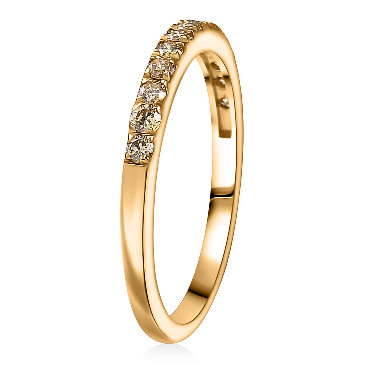 2 Piece Set Luxuriant Lab Grown Yellow Diamond (SI) (IR) Band Ring (Size 6.00) and Hoop Earrings in 18K Vermeil YG Over Sterling Silver 0.85 ctw image number 4