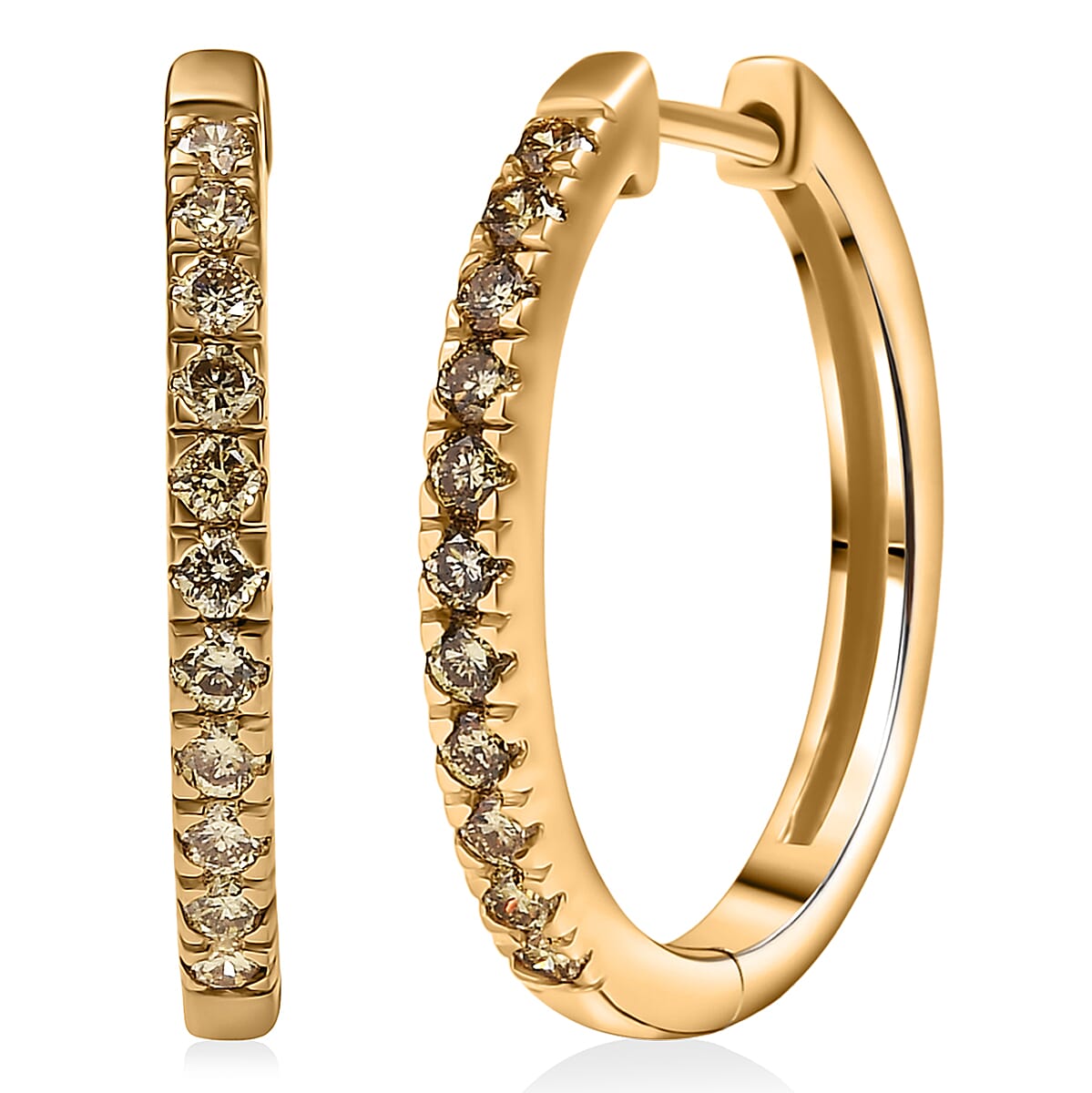 Doorbuster 2 Piece Set Luxuriant Lab Grown Yellow Diamond SI 0.85 ctw Band Ring (Size 10.0) and Hoop Earrings in 18K Vermeil Yellow Gold Over Sterling Silver (Del. in 10-12 Days) image number 6