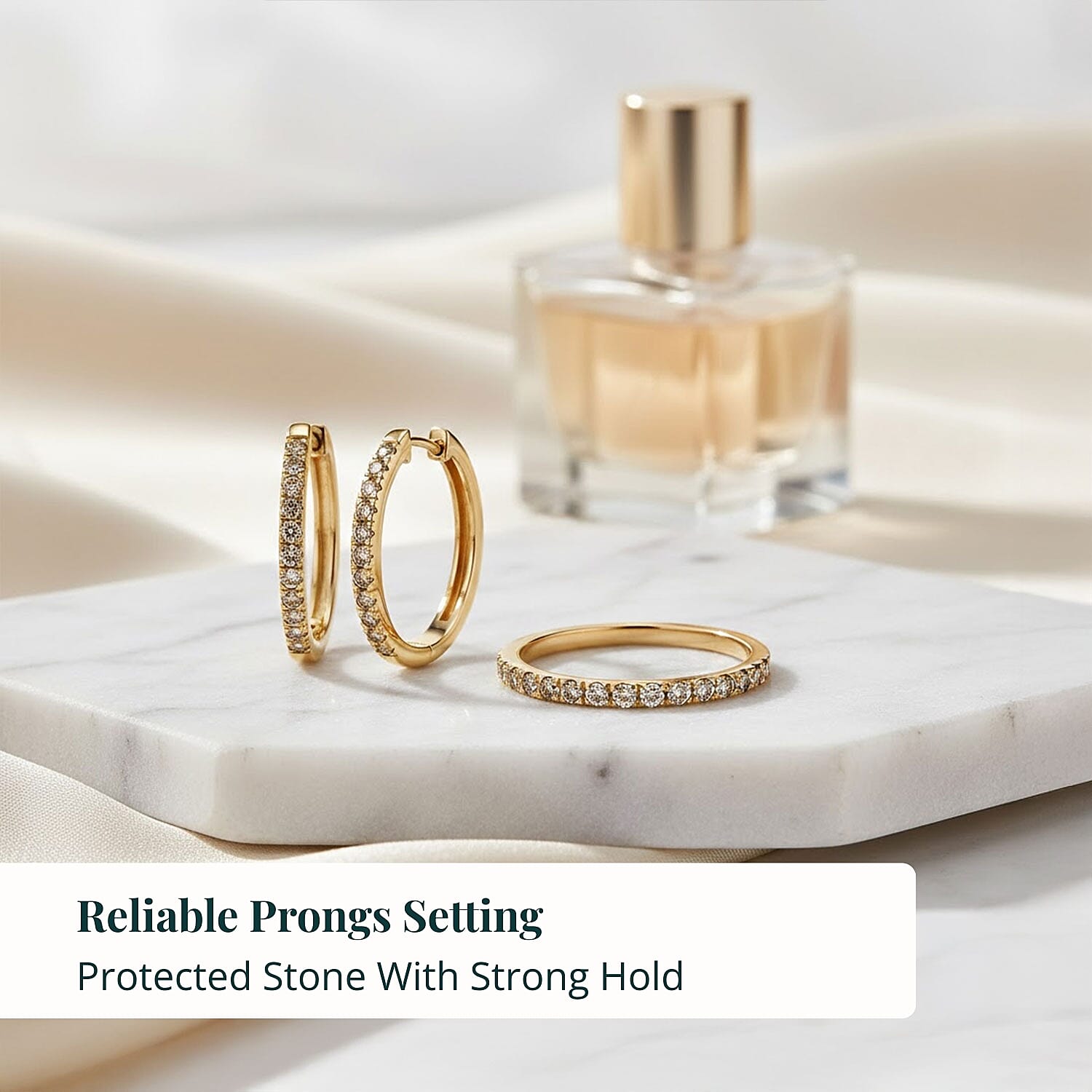 2 Piece Set Luxuriant Lab Grown Yellow Diamond SI 0.85 ctw Band Ring (Size 10.0) and Hoop Earrings in 18K Vermeil Yellow Gold Over Sterling Silver