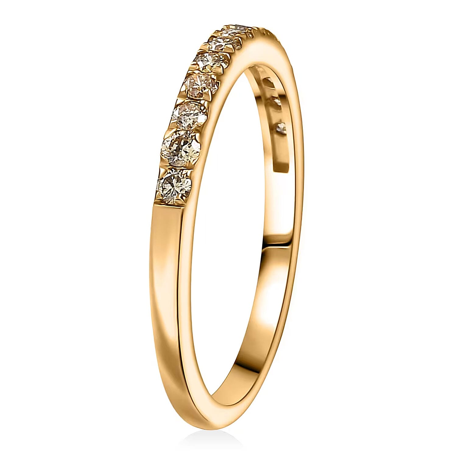 2 Piece Set Luxuriant Lab Grown Yellow Diamond SI 0.85 ctw Band Ring (Size 10.0) and Hoop Earrings in 18K Vermeil Yellow Gold Over Sterling Silver