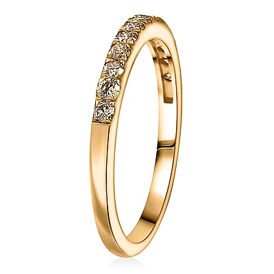 2 Piece Set Luxuriant Lab Grown Yellow Diamond SI 0.85 ctw Band Ring (Size 10.0) and Hoop Earrings in 18K Vermeil Yellow Gold Over Sterling Silver