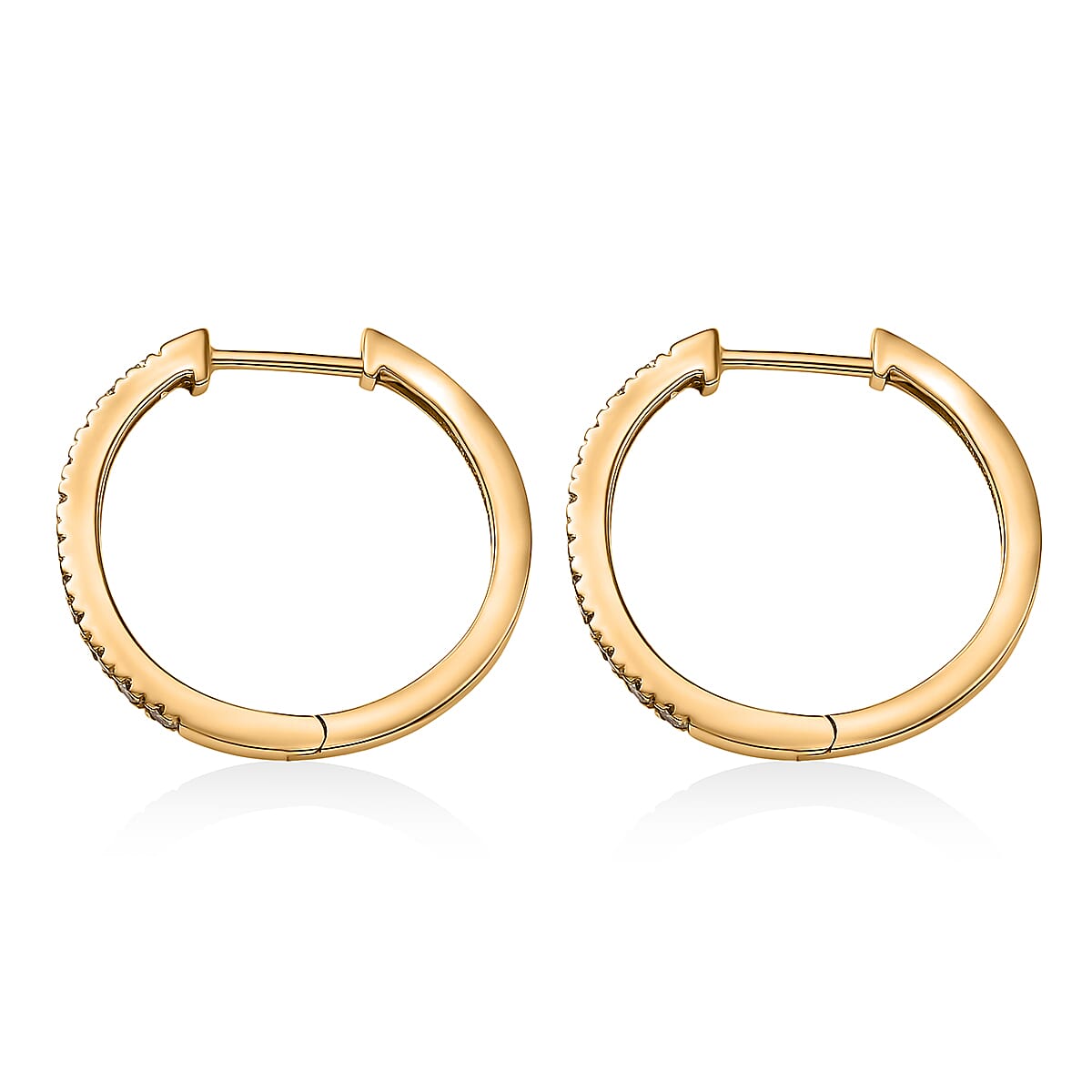2 Piece Set Luxuriant Lab Grown Yellow Diamond SI 0.85 ctw Band Ring (Size 10.0) and Hoop Earrings in 18K Vermeil Yellow Gold Over Sterling Silver