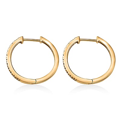 2 Piece Set Luxuriant Lab Grown Yellow Diamond SI 0.85 ctw Band Ring (Size 10.0) and Hoop Earrings in 18K Vermeil Yellow Gold Over Sterling Silver