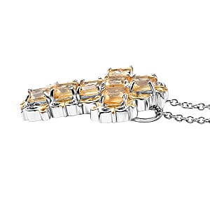 EverTrue Brazilian Citrine 4.65 ctw Pendant in 18K YG Plated and Platinum Bond with Stainless Steel Necklace 20 Inches