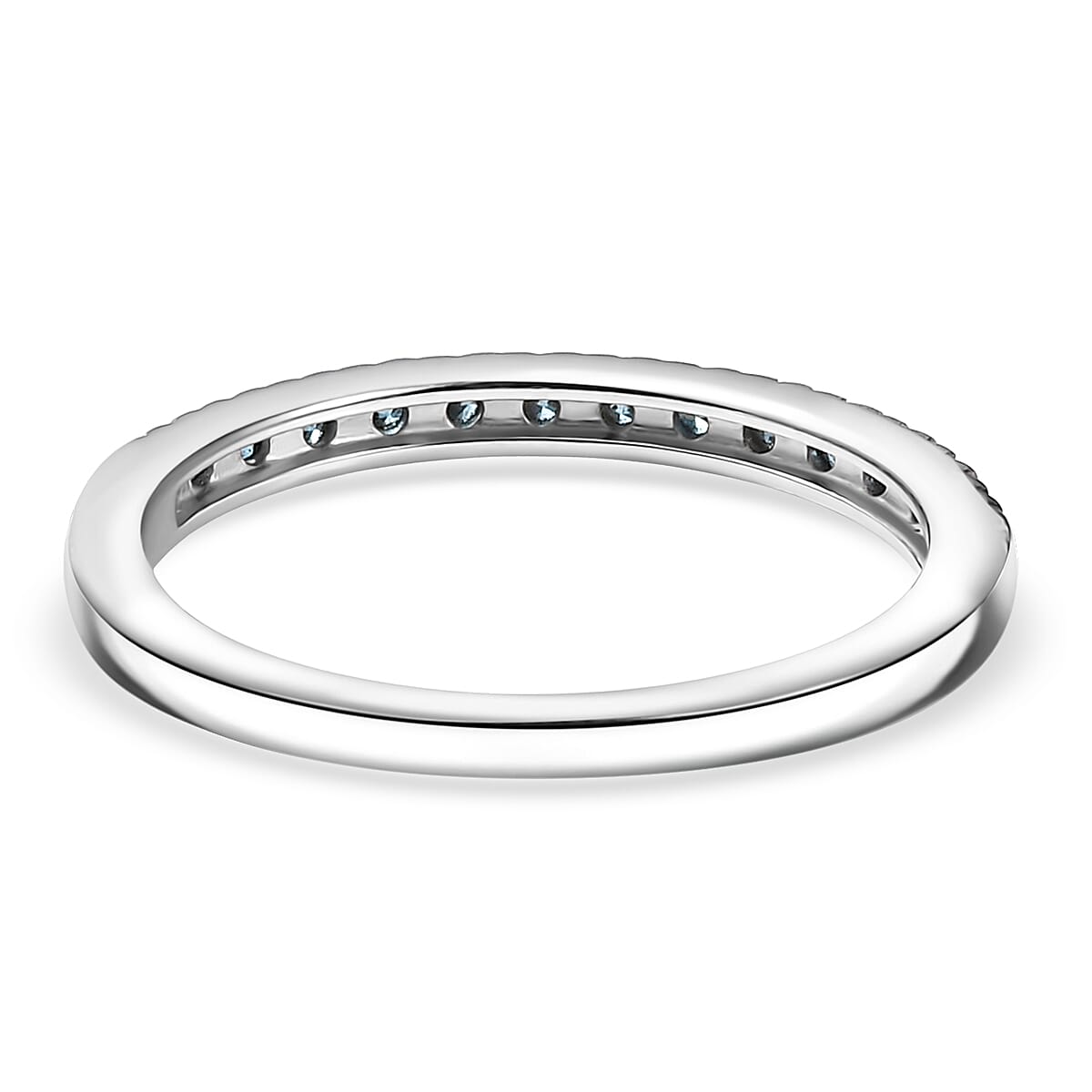 Doorbuster 2 Piece Set Luxuriant Lab Grown Blue Diamond SI 0.85 ctw Band Ring (Size 9.0) and Hoop Earrings in Rhodium Over Sterling Silver (Del. in 10-12 Days) image number 6