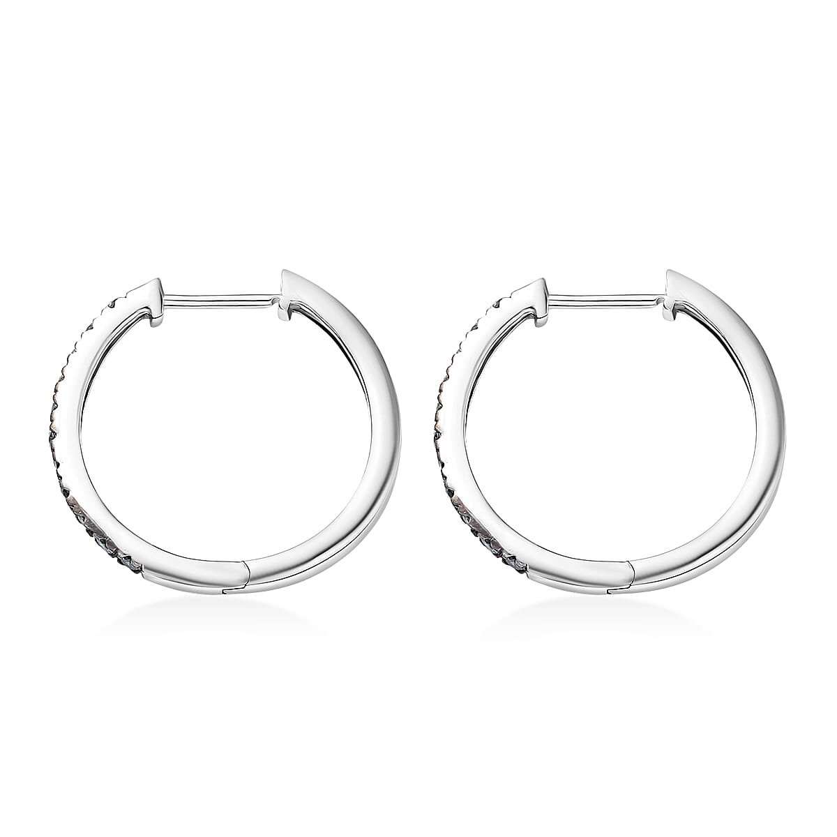 Doorbuster 2 Piece Set Luxuriant Lab Grown Blue Diamond SI 0.85 ctw Band Ring (Size 9.0) and Hoop Earrings in Rhodium Over Sterling Silver (Del. in 10-12 Days) image number 8