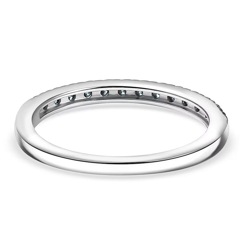  2 Piece Set Luxuriant Lab Grown Blue Diamond SI 0.85 ctw Band Ring (Size 9.0) and Hoop Earrings in Rhodium Over Sterling Silver