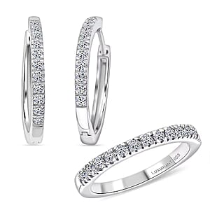  2 Piece Set Luxuriant Lab Grown Diamond G-H SI 0.85 ctw Everyday Brilliance Ring (Size 6.00) and Earrings in Rhodium Over Sterling Silver
