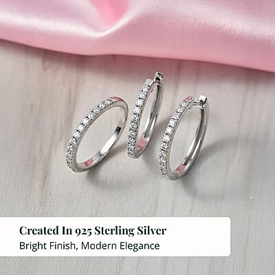 2 Piece Set Luxuriant Lab Grown Diamond G-H SI 0.85 ctw Everyday Brilliance Ring (Size 6.00) and Earrings in Rhodium Over Sterling Silver