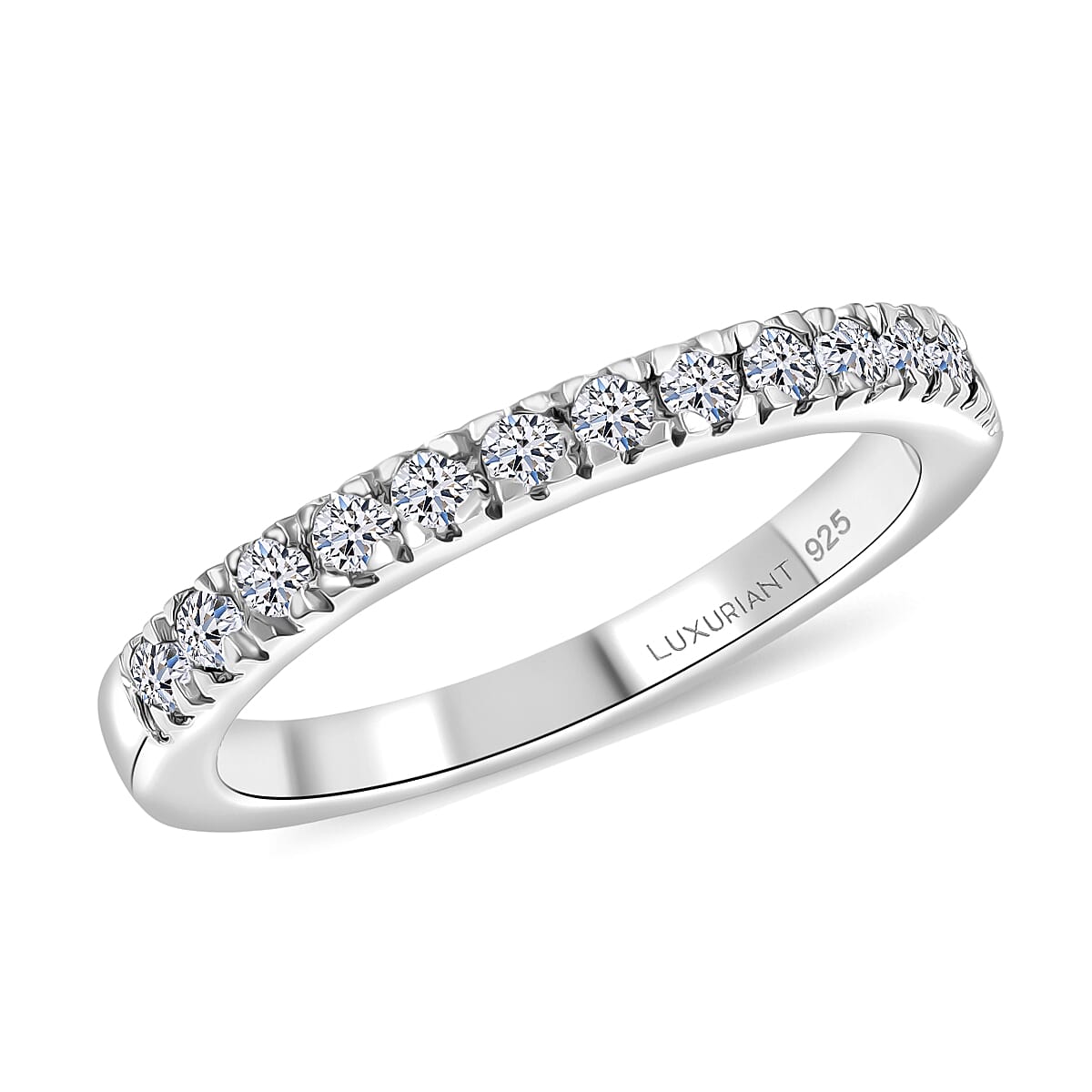  2 Piece Set Luxuriant Lab Grown Diamond G-H SI 0.85 ctw Everyday Brilliance Ring (Size 6.00) and Earrings in Rhodium Over Sterling Silver image number 3