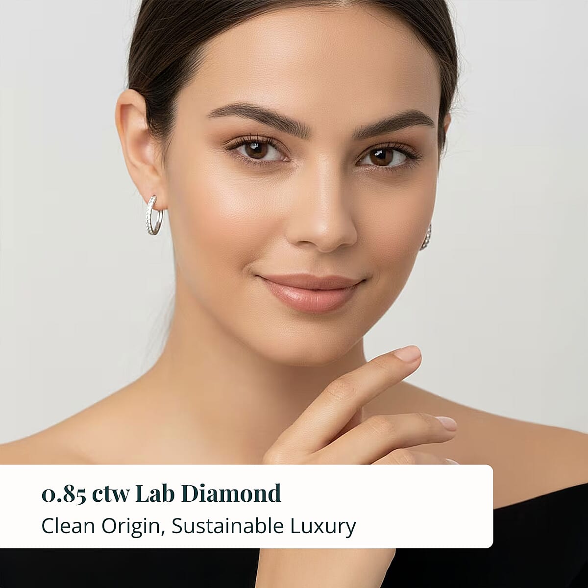 One Time Only 2 Piece Set Luxuriant Lab Grown Diamond (G-H, SI ) Ring (Size 5.00) and Earrings in Rhodium Over Sterling Silver 0.85 ctw image number 1