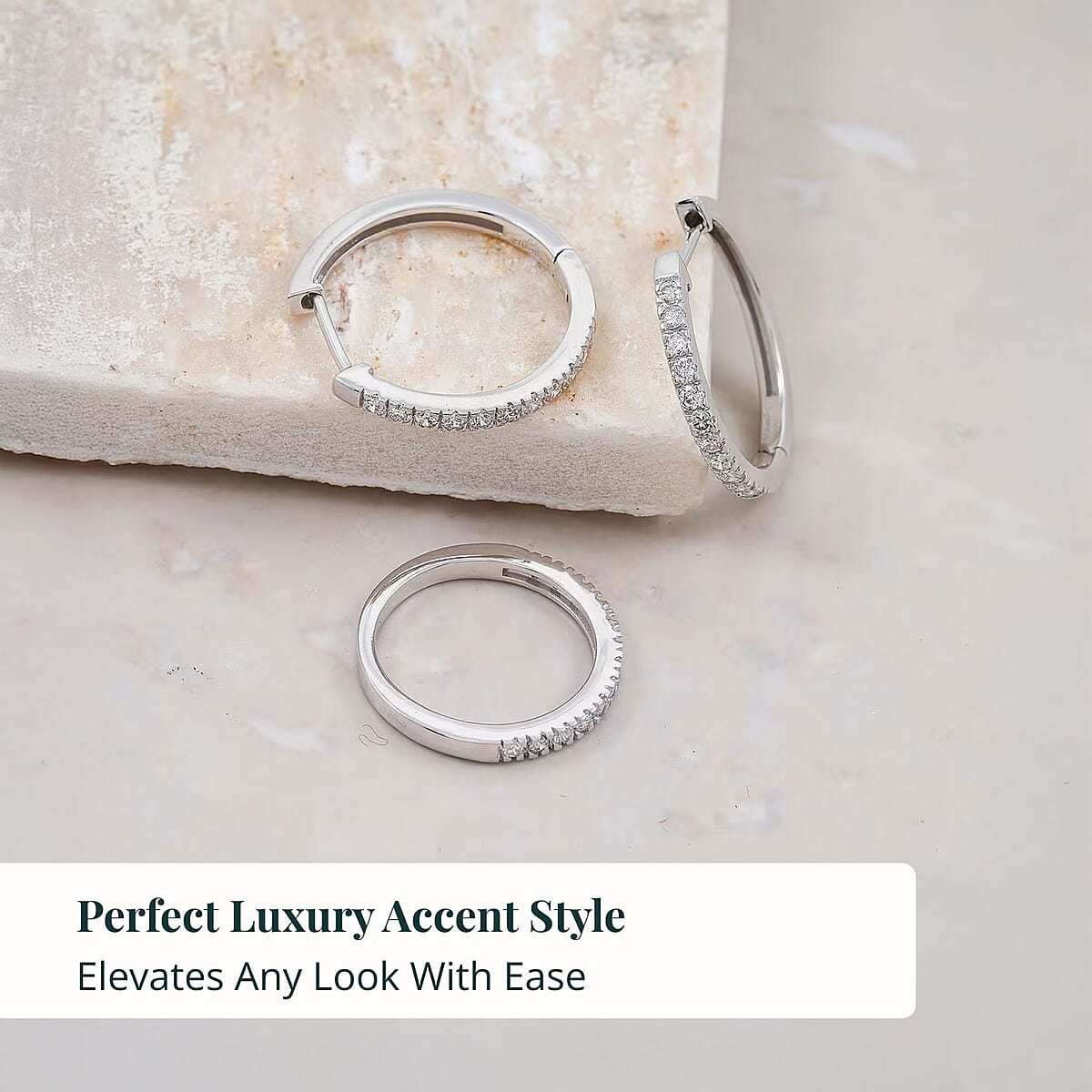  2 Piece Set Luxuriant Lab Grown Diamond G-H SI 0.85 ctw Everyday Brilliance Ring (Size 10.0) and Earrings in Rhodium Over Sterling Silver image number 5