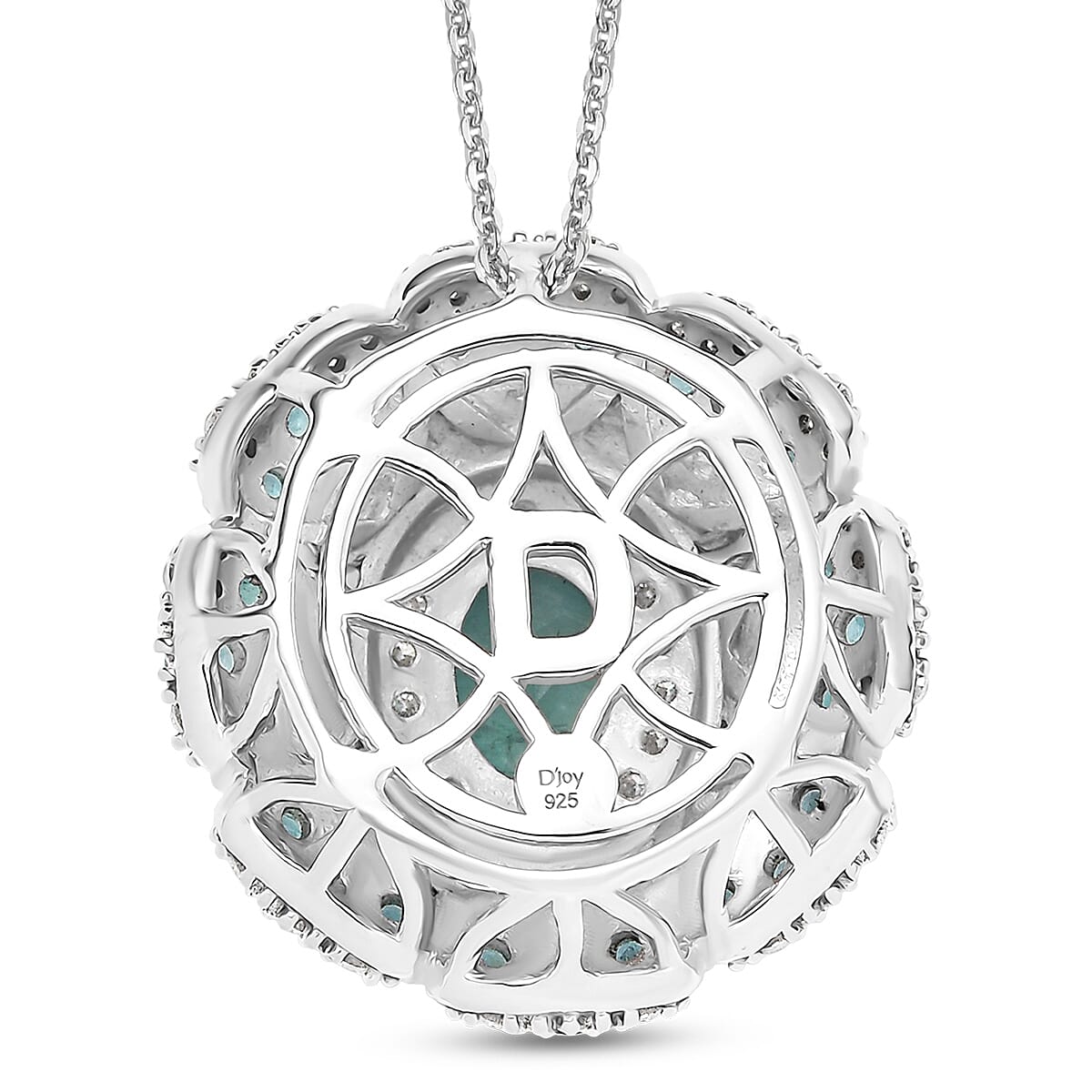 D'Joy Premium Grandidierite and Multi Gemstone 3.25 ctw Art Deco Pendant Necklace in Rhodium Over Sterling Silver 20 Inches