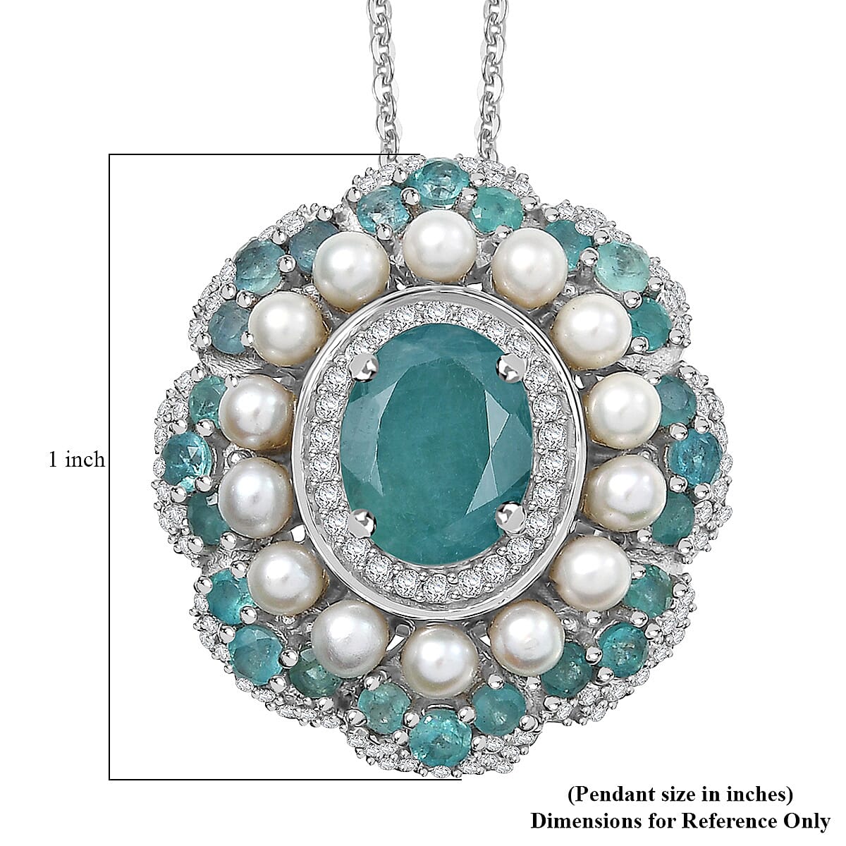 D'Joy Premium Grandidierite and Multi Gemstone 3.25 ctw Floral Elegance Pendant Necklace in Rhodium Over Sterling Silver 20 Inches image number 6
