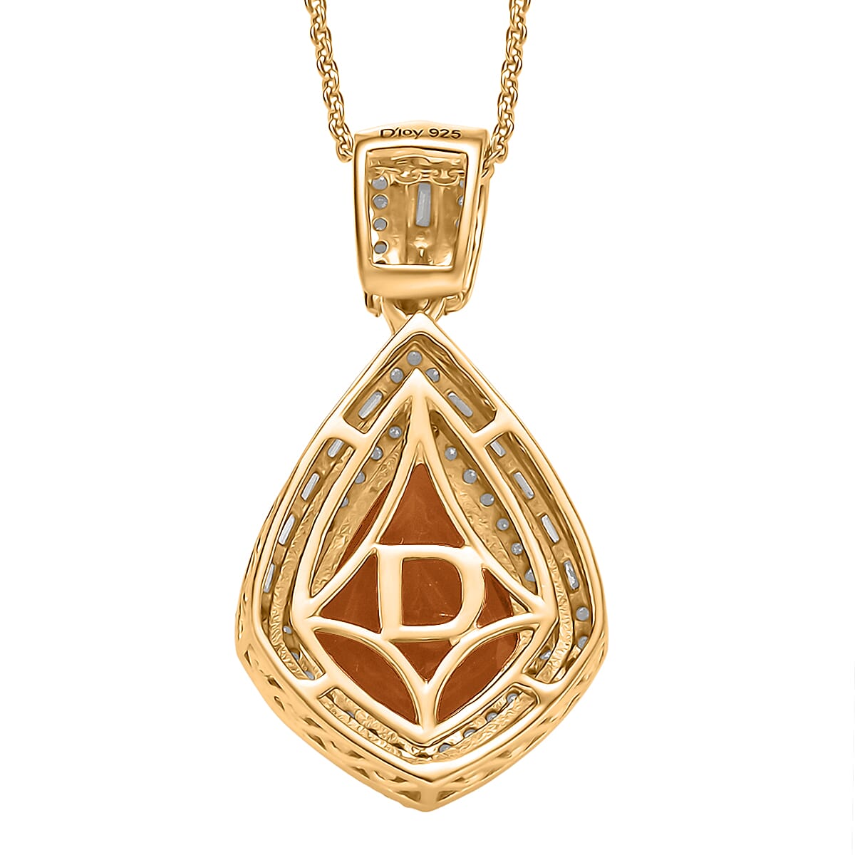 Epic Deal D'Joy Premium Santa Ana Madeira Citrine and Moissanite 5.55 ctw Shield Pendant Necklace 20 Inches in 18K Vermeil Yellow Gold Over Sterling Silver image number 4