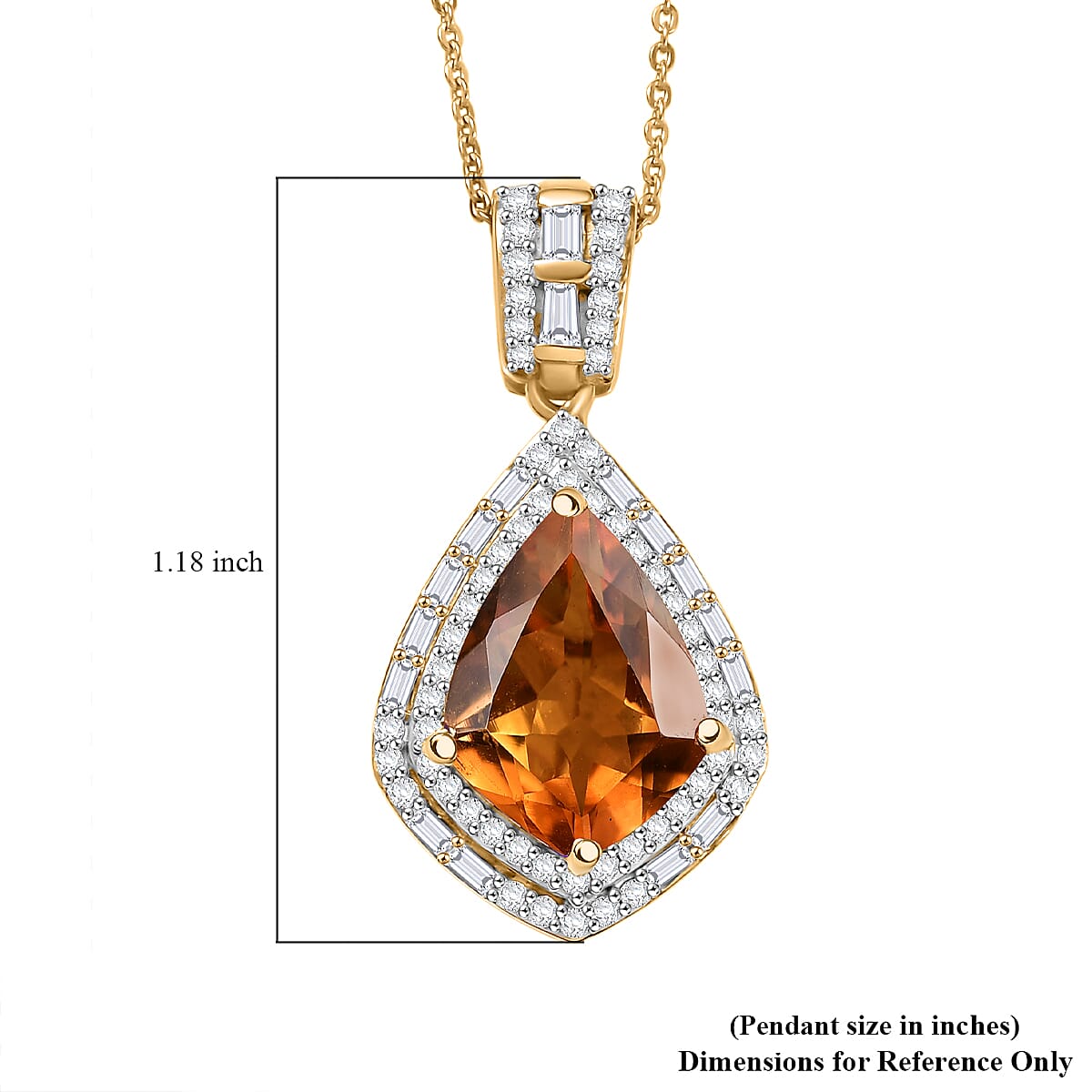 Epic Deal D'Joy Premium Santa Ana Madeira Citrine and Moissanite 5.55 ctw Shield Pendant Necklace 20 Inches in 18K Vermeil Yellow Gold Over Sterling Silver image number 5