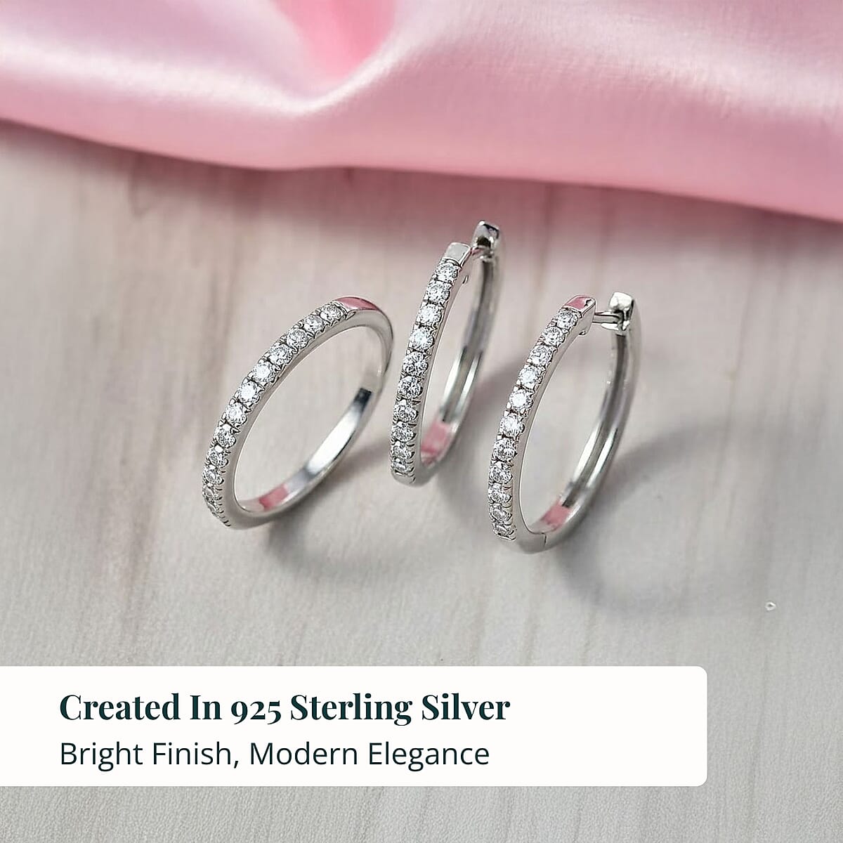  2 Piece Set Luxuriant Lab Grown Diamond G-H SI 0.85 ctw Everyday Brilliance Ring (Size 5.00) and Earrings in Rhodium Over Sterling Silver image number 2