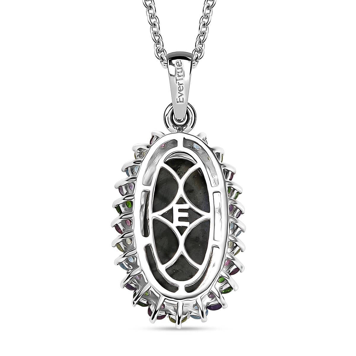 EverTrue AAA Malagasy Labradorite, Multi Gemstone Aurora Blossom Pendant in Platinum Bond with Stainless Steel Necklace 11.00 ctw (20 Inches)