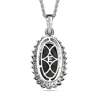 EverTrue AAA Malagasy Labradorite and Multi Gemstone 11.00 ctw Aurora Blossom Pendant in Platinum Bond with Stainless Steel Necklace (20 Inches)