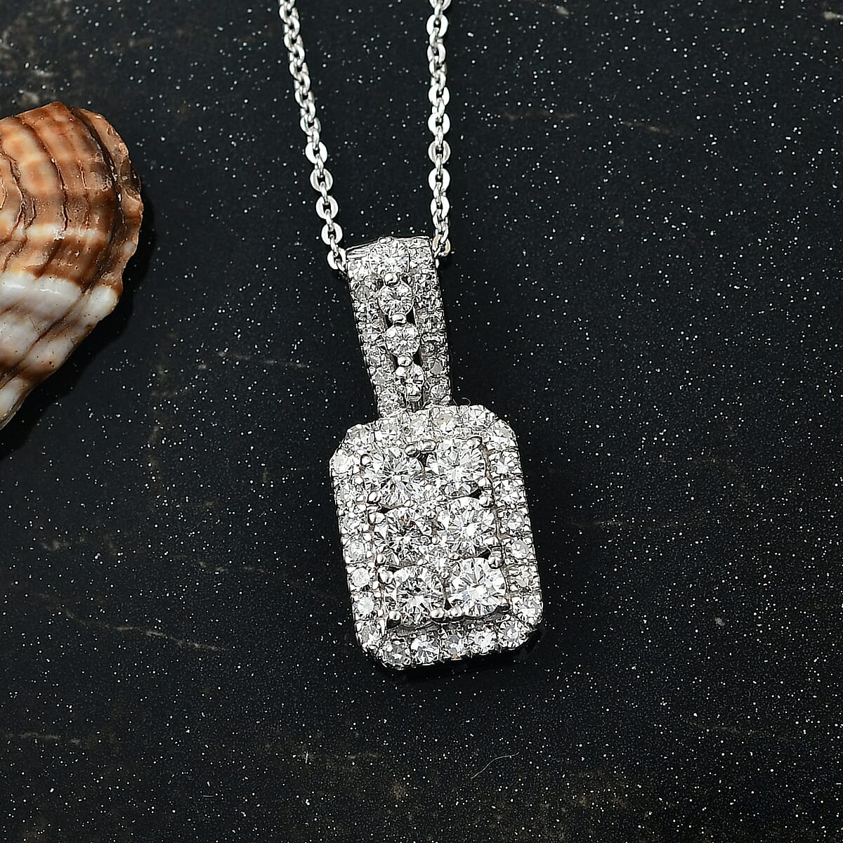 Luxuriant Lab Grown Diamond (G-H, SI) Pendant Necklace (20 Inches) in Rhodium Over Sterling Silver 1.00 ctw image number 1