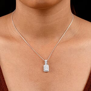 Luxuriant Lab Grown Diamond G-H SI 1.00 ctw Pendant Necklace in Rhodium Over Sterling Silver 20 Inches