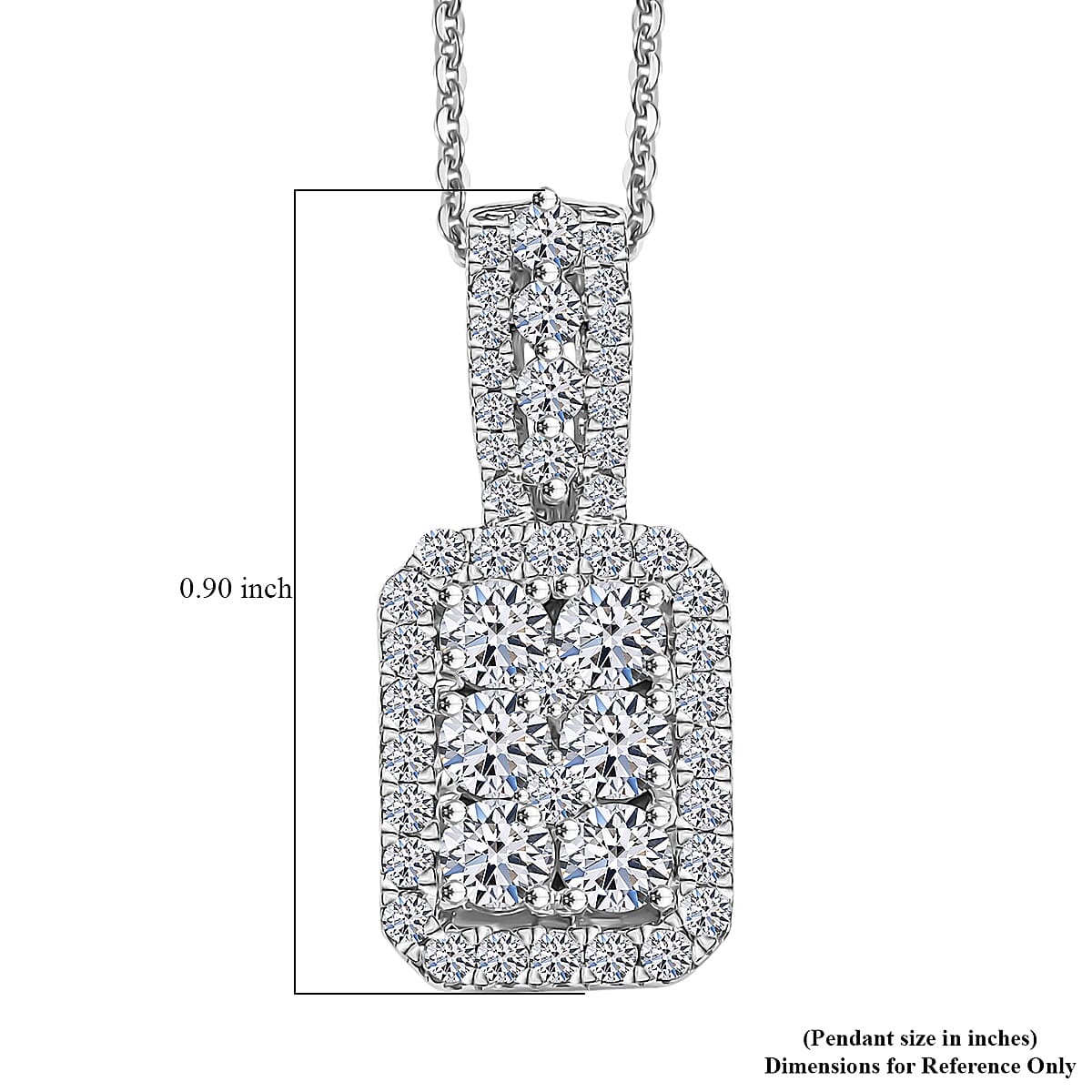 Luxuriant Lab Grown Diamond (G-H, SI) Pendant Necklace (20 Inches) in Rhodium Over Sterling Silver 1.00 ctw image number 6