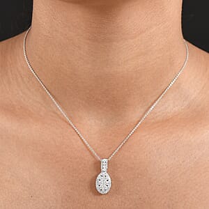 Luxuriant Lab Grown Diamond G-H SI 1.00 ctw Cluster Halo Pendant Necklace in Rhodium Over Sterling Silver 20 Inches