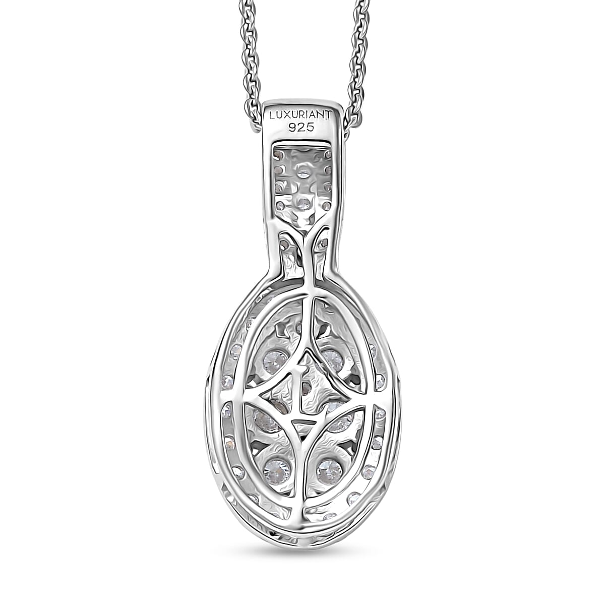 Luxuriant Lab Grown Diamond G-H SI 1.00 ctw Cluster Halo Pendant Necklace in Rhodium Over Sterling Silver 20 Inches