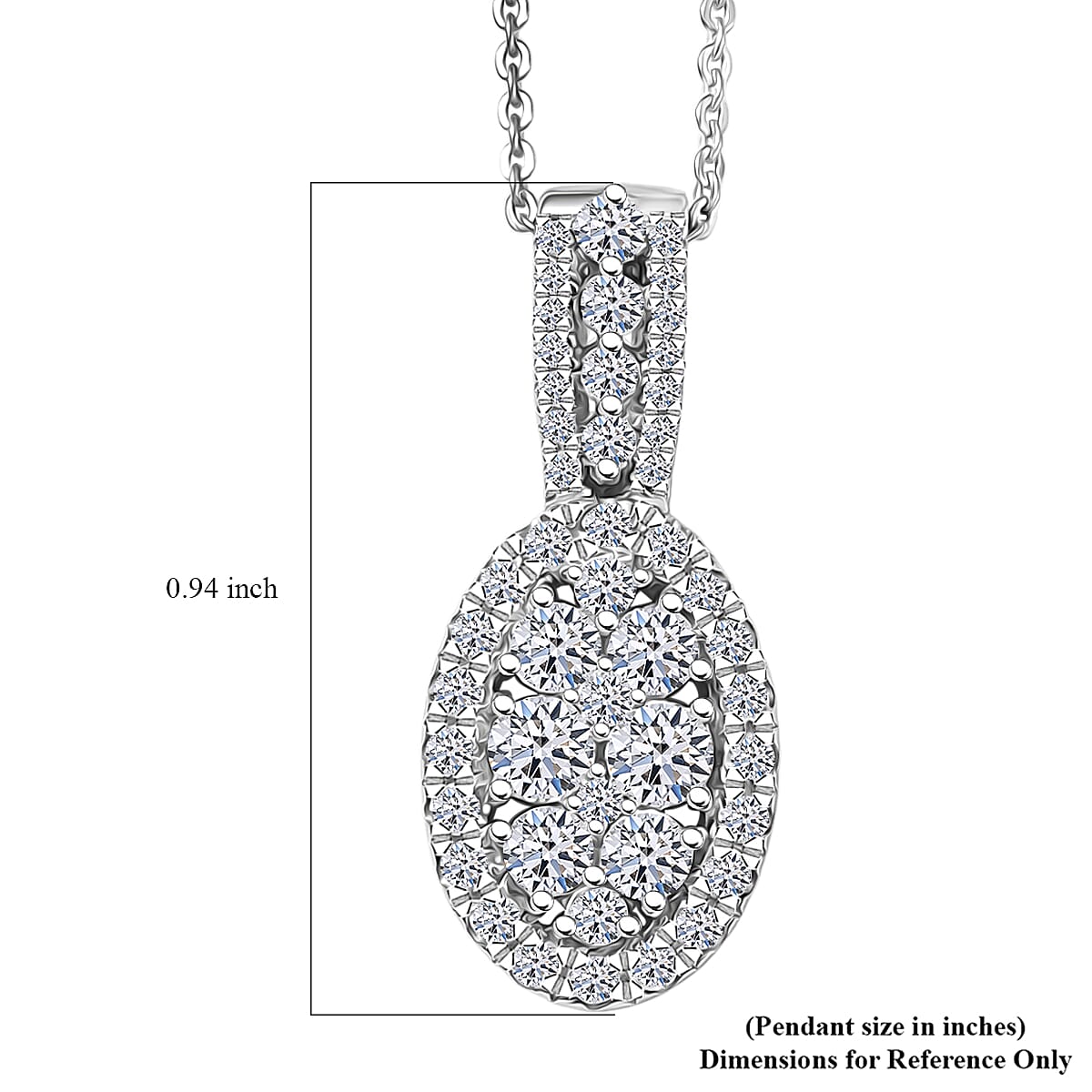 Luxuriant Lab Grown Diamond G-H SI 1.00 ctw Cluster Halo Pendant Necklace in Rhodium Over Sterling Silver 20 Inches