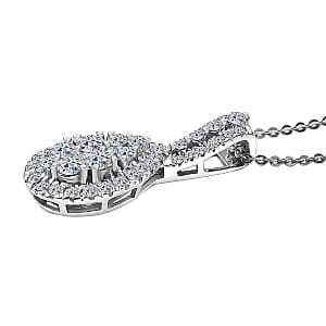 Luxuriant Lab Grown Diamond G-H SI 1.00 ctw Cluster Halo Pendant Necklace in Rhodium Over Sterling Silver 20 Inches