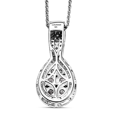 Luxuriant Lab Grown Diamond G-H SI 1.00 ctw Cluster Halo Pendant Necklace in Rhodium Over Sterling Silver 20 Inches