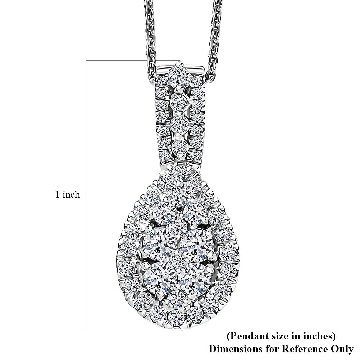Luxuriant Lab Grown Diamond G-H SI 1.00 ctw Cluster Halo Pendant Necklace in Rhodium Over Sterling Silver 20 Inches image number 6