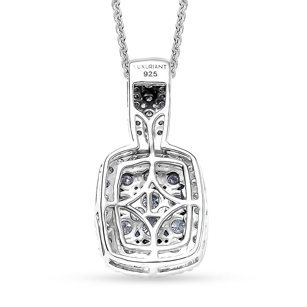 Luxuriant Lab Grown Diamond G-H SI 1.00 ctw Cluster Halo Pendant Necklace in Rhodium Over Sterling Silver 20 Inches image number 4