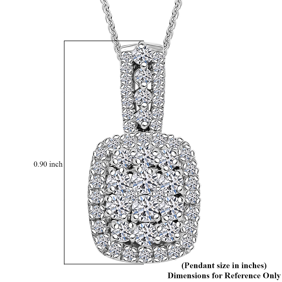 Luxuriant Lab Grown Diamond G-H SI 1.00 ctw Cluster Halo Pendant Necklace in Rhodium Over Sterling Silver 20 Inches image number 6