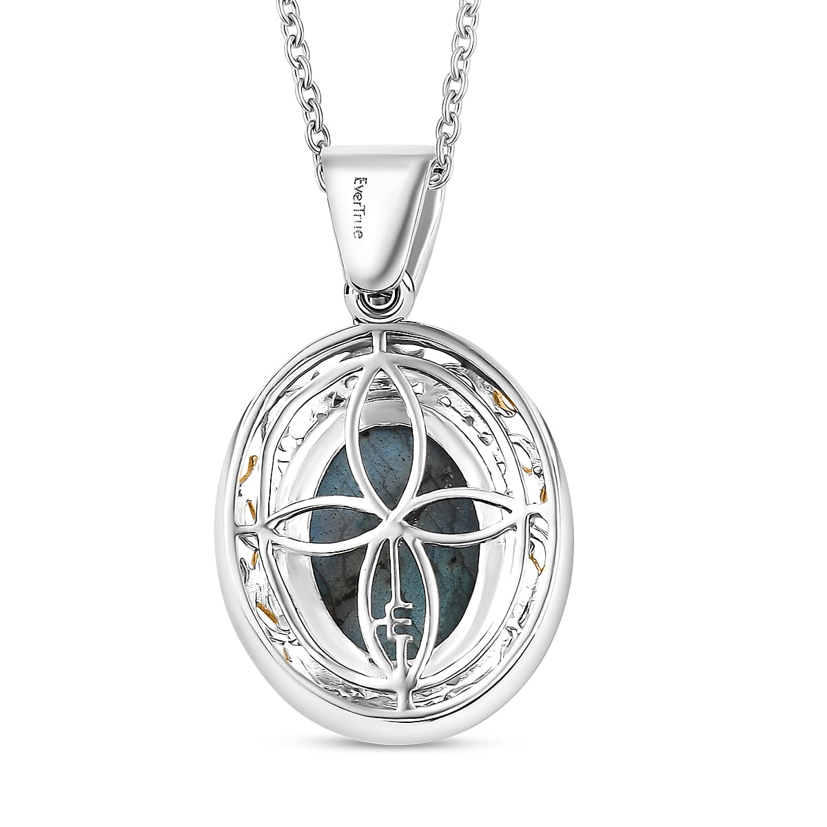 3 Piece Set - EverTrue Malagasy Labradorite 36.60 ctw Vintage Mirror Earrings, Ring (Size 6) and Pendant in 18K YG Plated and Platinum Bond with Stainless Steel Chain 20 Inches