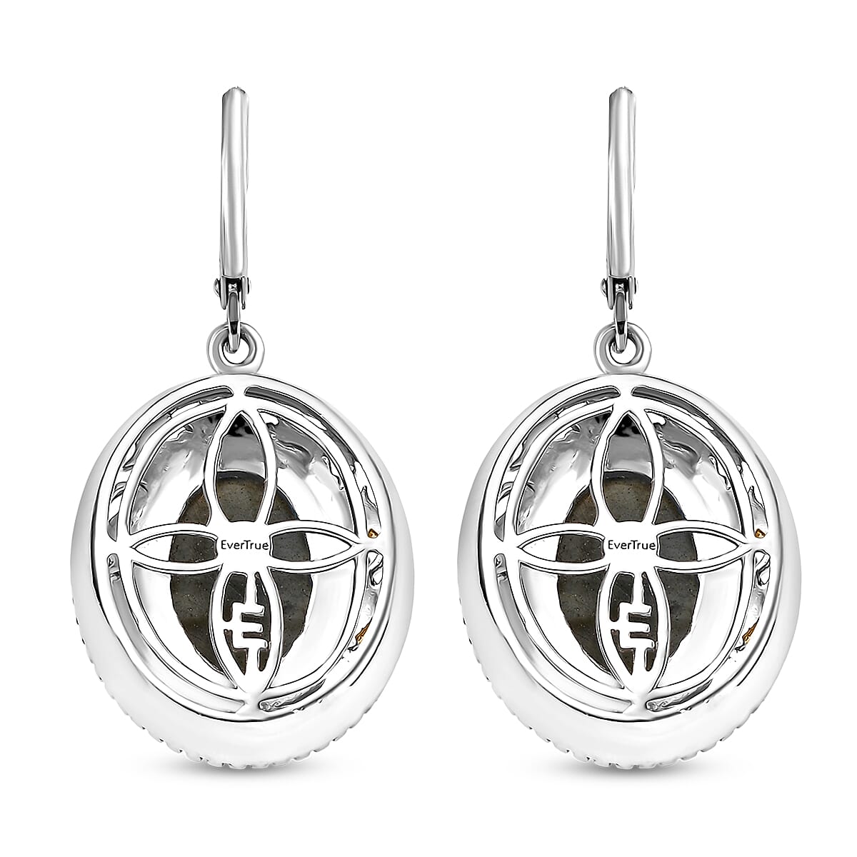 3 Piece Set - EverTrue Malagasy Labradorite 36.60 ctw Vintage Mirror Earrings, Ring (Size 6) and Pendant in 18K YG Plated and Platinum Bond with Stainless Steel Chain 20 Inches