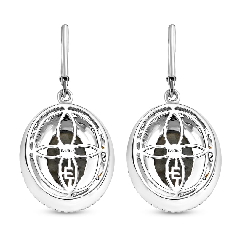 3 Piece Set - EverTrue Malagasy Labradorite 36.60 ctw Vintage Mirror Earrings, Ring (Size 11) and Pendant in 18K YG Plated and Platinum Bond with Stainless Steel Chain 20 Inches