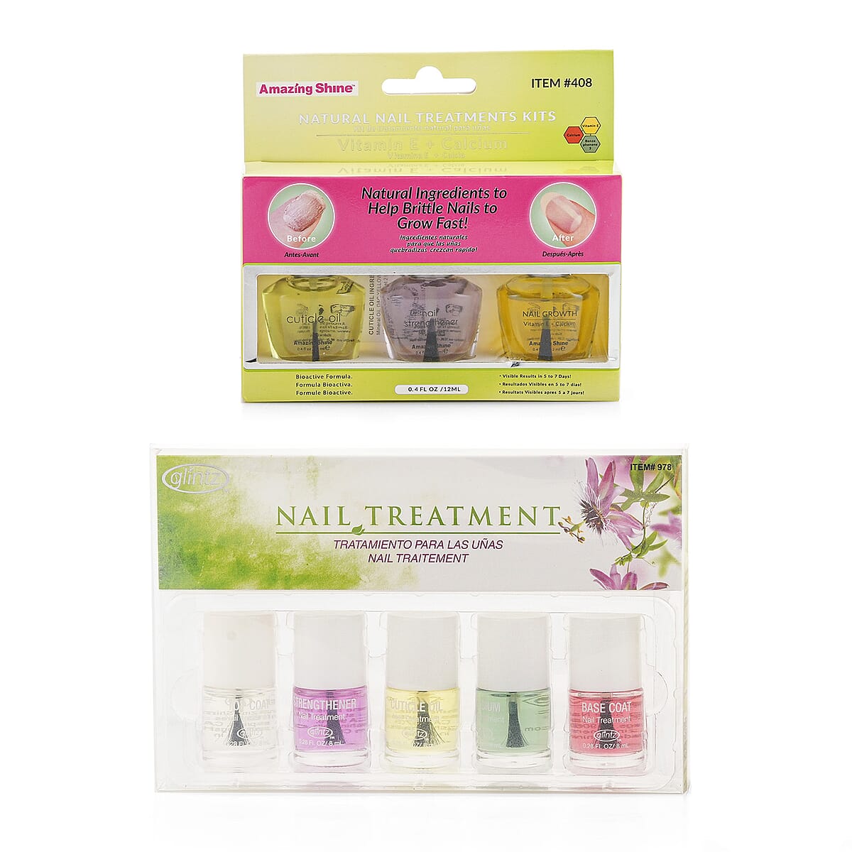 Amazing Shine 3 Step Nail & Cuticle Treatment Set, Glintz 5 Piece 0.28 Fl. Oz. Nail Treatment Boxed Set image number 2