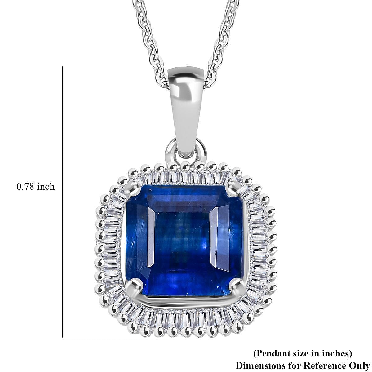 D'Joy Asscher Cut Kashmir Kyanite and Diamond 3.00 ctw Stargate Majesty Pendant Necklace in Rhodium Over Sterling Silver 20 Inches image number 6