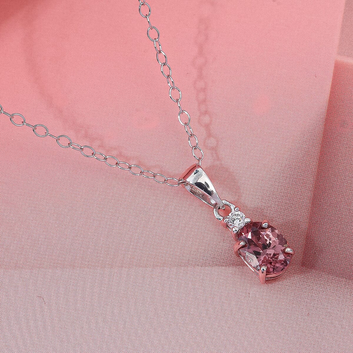Premium Color Change Garnet and G-H SI Luxuriant Lab Grown Diamond 1.00 ctw Pendant Necklace in Rhodium Over Sterling Silver 20 Inches image number 1