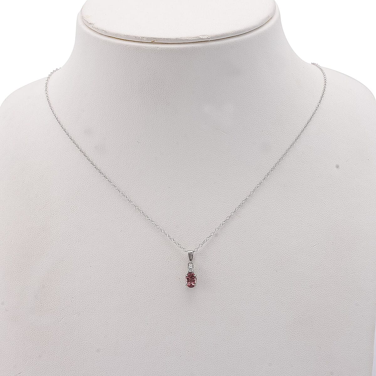 Premium Color Change Garnet and G-H SI Luxuriant Lab Grown Diamond 1.00 ctw Pendant Necklace in Rhodium Over Sterling Silver 20 Inches image number 2