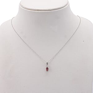 Premium Color Change Garnet and G-H SI Luxuriant Lab Grown Diamond 1.00 ctw Pendant Necklace in Rhodium Over Sterling Silver 20 Inches