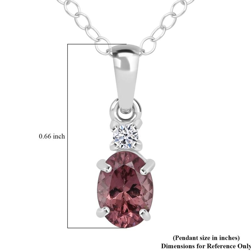 Premium Color Change Garnet and G-H SI Luxuriant Lab Grown Diamond 1.00 ctw Pendant Necklace in Rhodium Over Sterling Silver 20 Inches