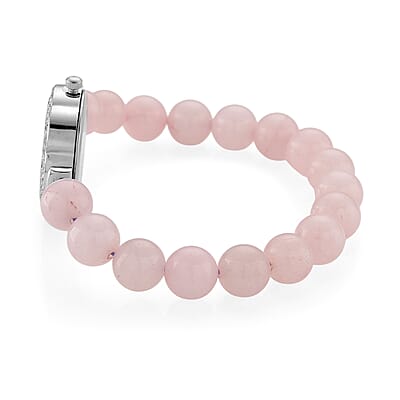 Strada Multi Gemstone Japanese Movement Bracelet Watch and 4pcs Beaded Bracelet (7-7.5In) in Silvertone 145.00 ctw