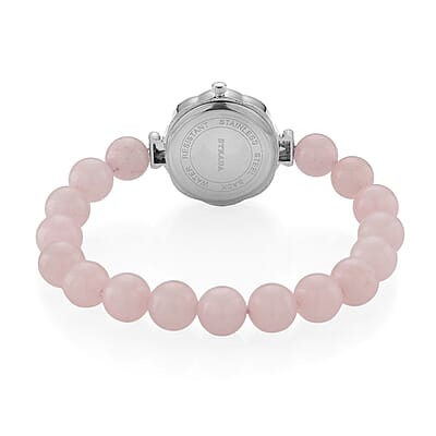 Strada Multi Gemstone Japanese Movement Bracelet Watch and 4pcs Beaded Bracelet (7-7.5In) in Silvertone 145.00 ctw