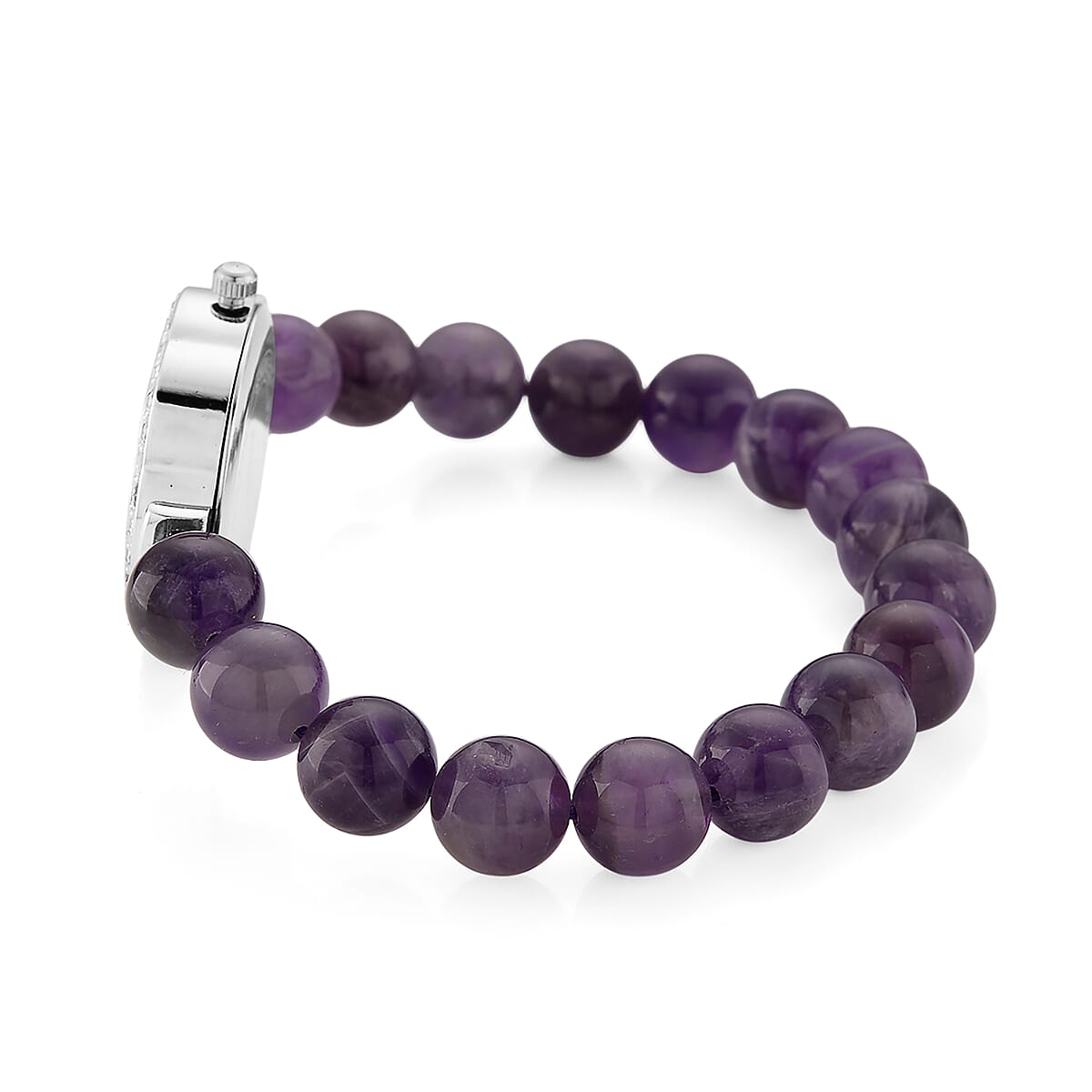 Strada Multi Gemstone Japanese Movement Bracelet Watch and 4pcs Beaded Bracelet (7-7.5In) in Silvertone 145.00 ctw image number 5